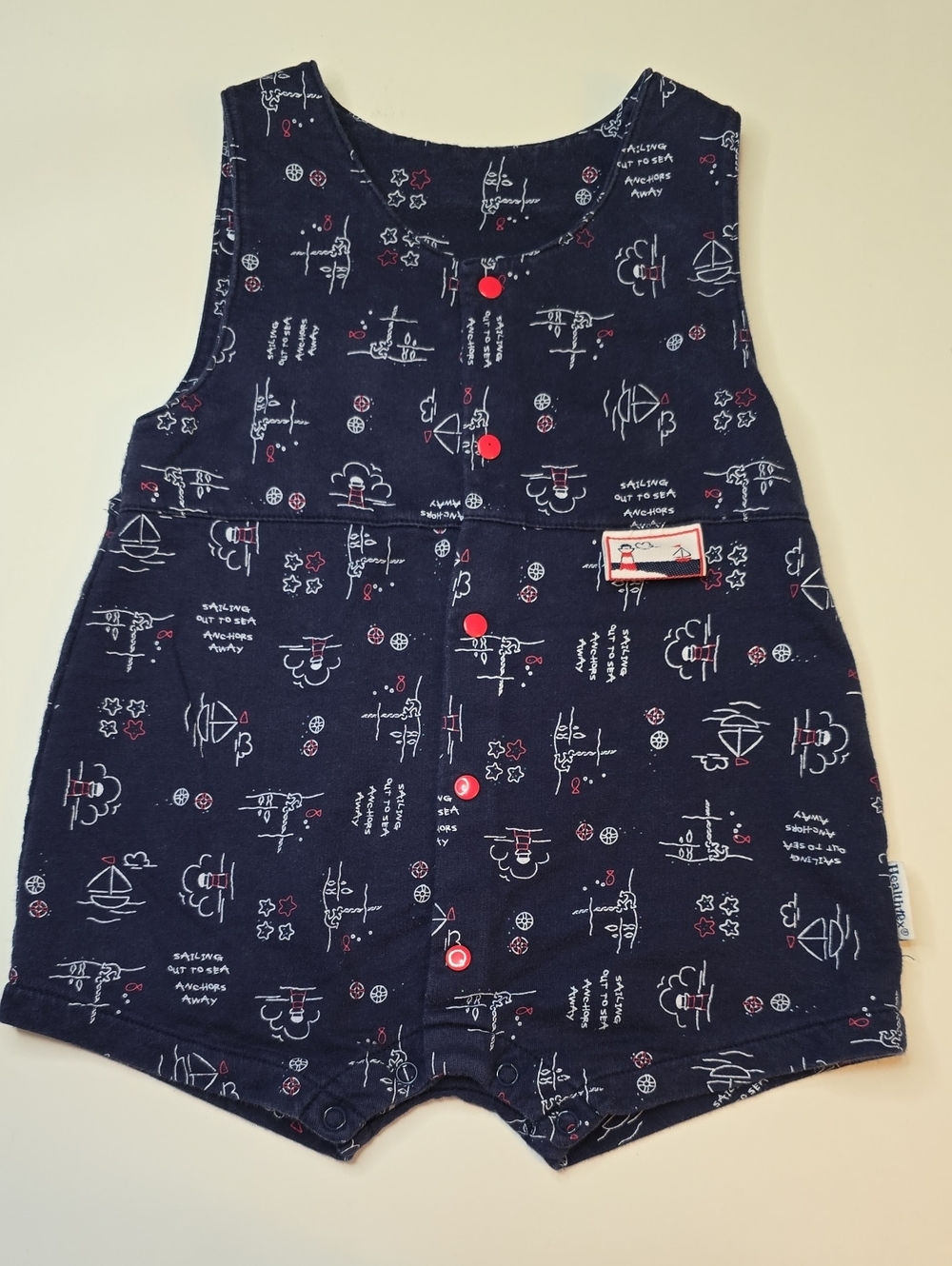 Healthtex Navy Nautical Print One-Piece Romper